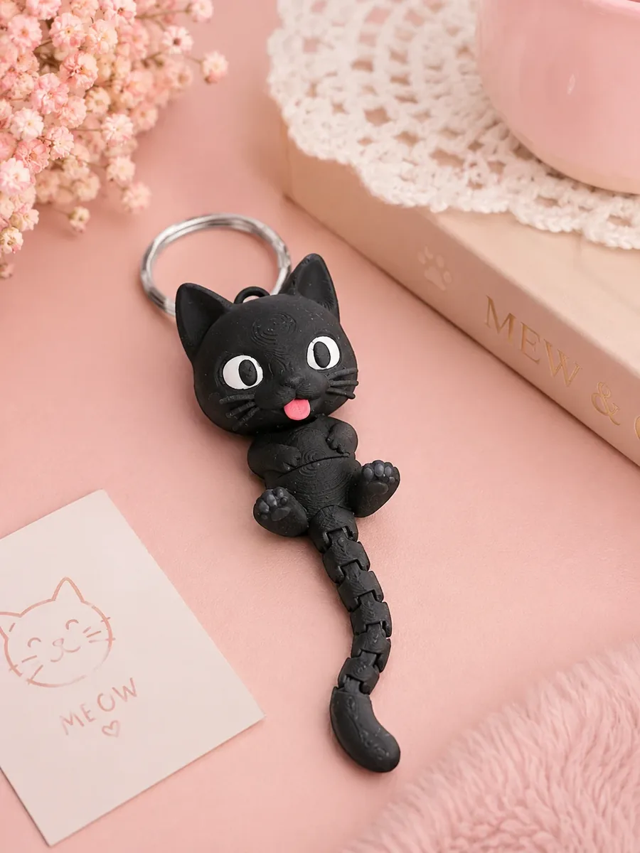 Porte-clés chat noir – création artisanale Impression 3D