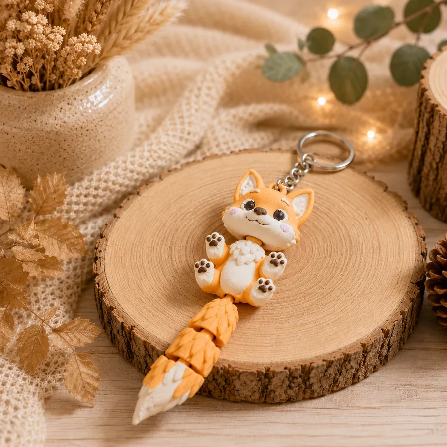 Fox keychain – handcrafted 3D prints creation