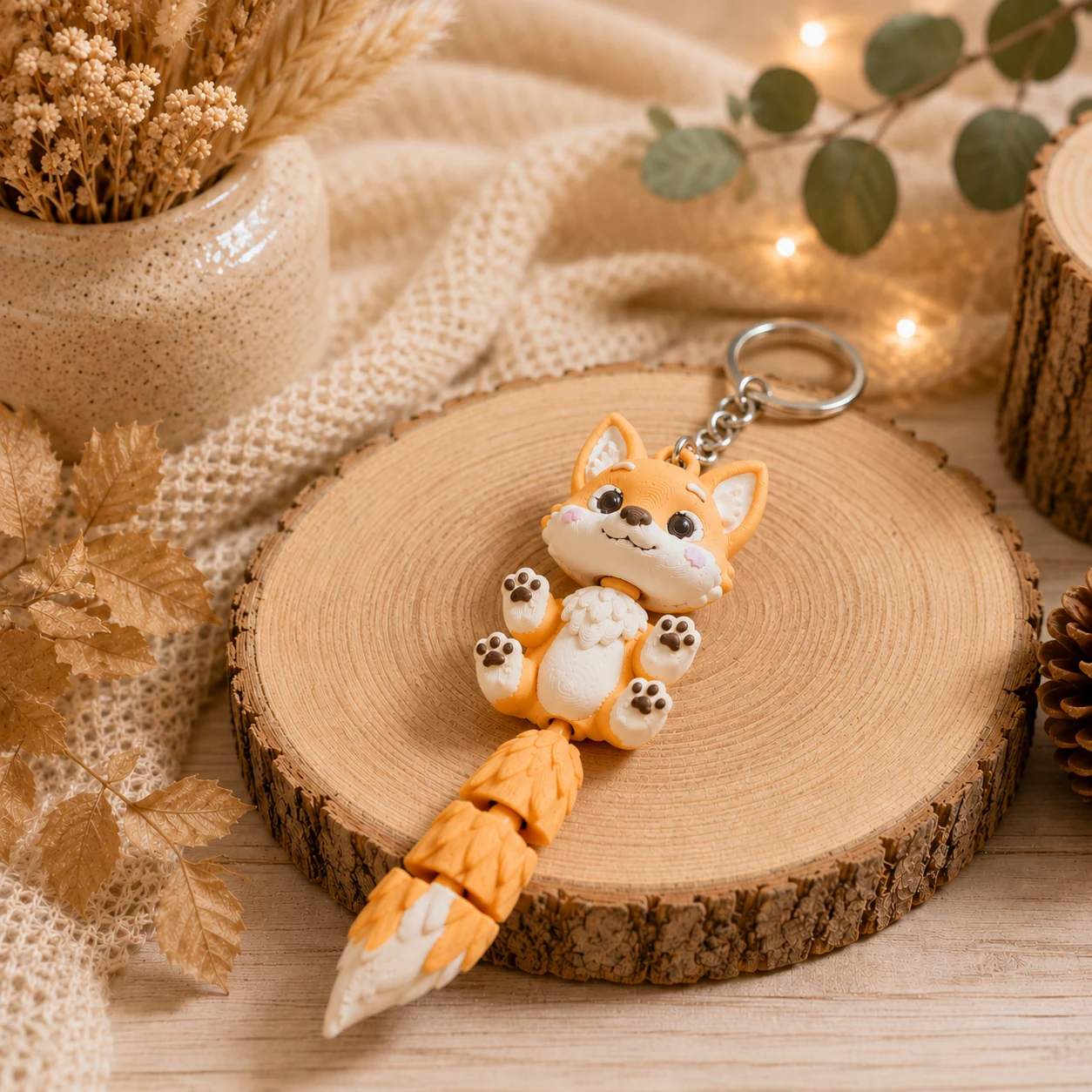 Fox keychain – handcrafted 3D prints creation