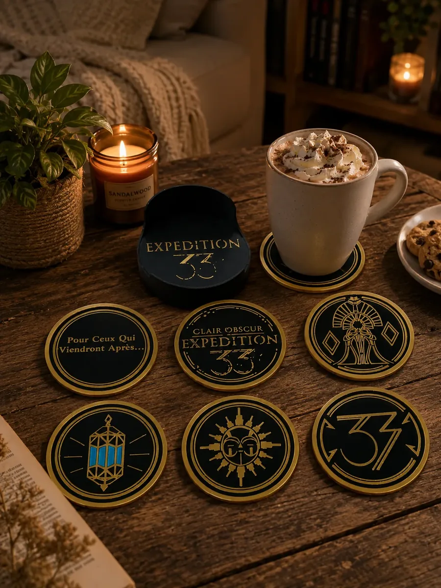 Set sous verre Clair Obscur Expédition 33 – création artisanale Impression 3D