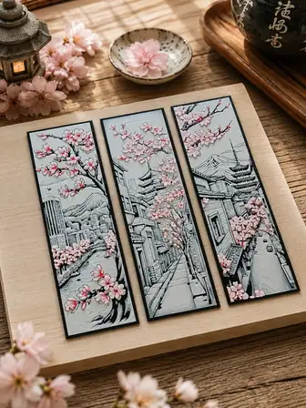 Marque-pages cerisiers du Japon (lot de 3)