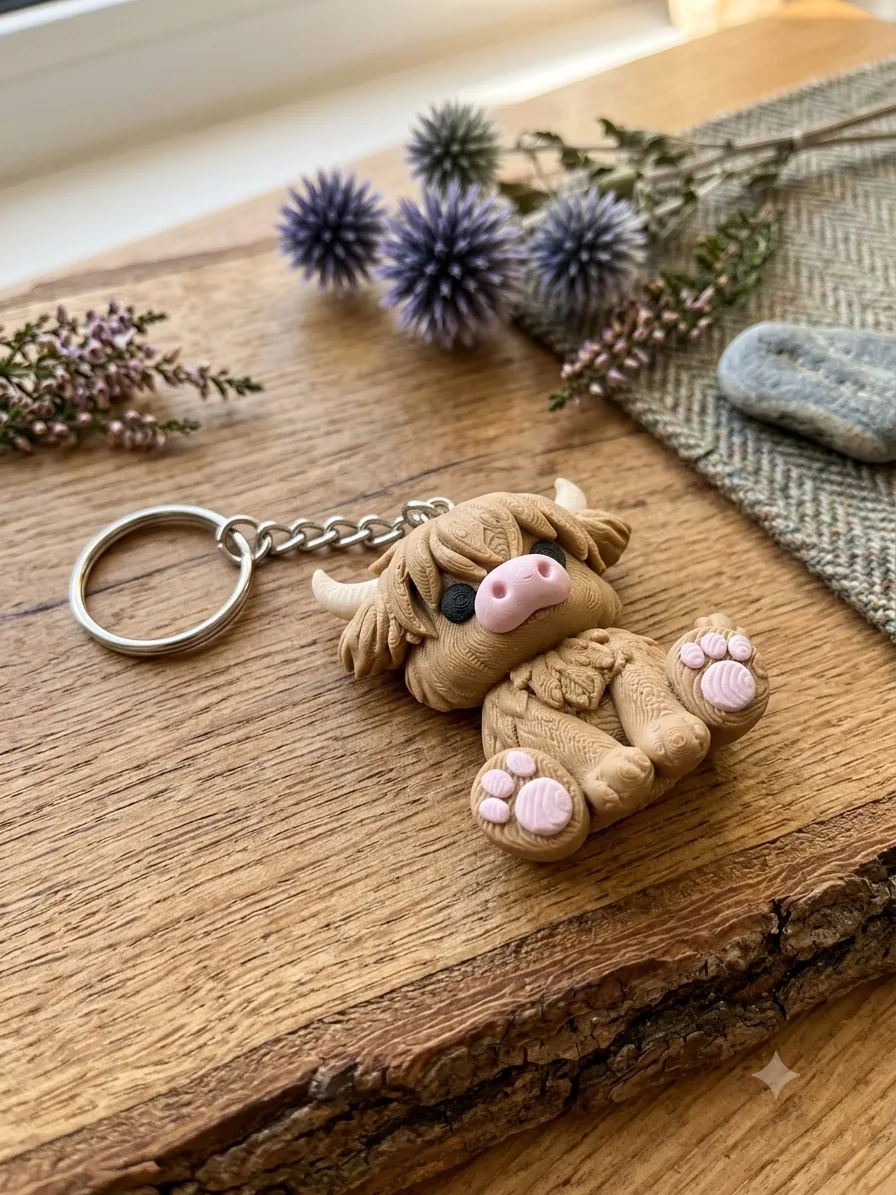 Porte-clés vache des highlands – création artisanale Impression 3D